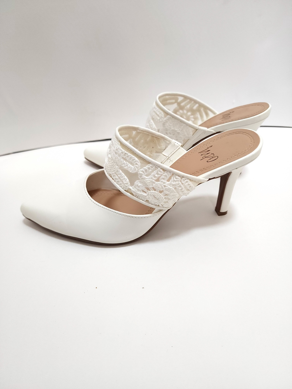 Impo White Pointed-Toe Slip-On Mules with Embroidered Strap - Picture 4 of 6